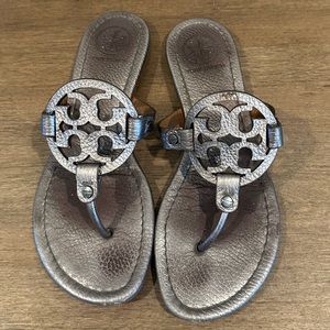 Pewter Silver Tory Burch Miller Sandal Sz 8
